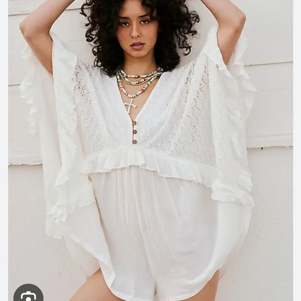 White Lace Boho Tunic Top